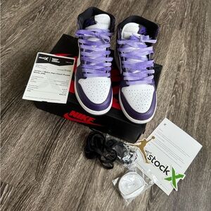 Nike Air Jordan 1 High Purple and White Sneakers